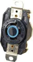 Leviton - 250 VAC, 20 Amp, L15-20R NEMA, Self Grounding Receptacle - 3 Poles, 4 Wire, Female End, Black - Best Tool & Supply