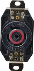 Leviton - 277/480 VAC, 20 Amp, L22-20R NEMA, Self Grounding Receptacle - 4 Poles, 5 Wire, Female End, Black - Best Tool & Supply