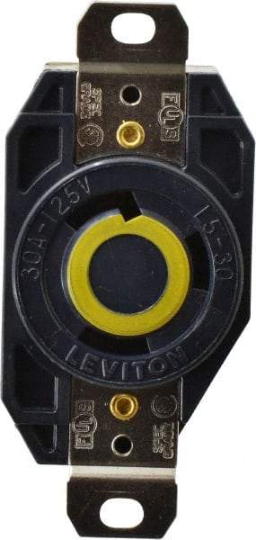 Leviton - 125 VAC, 30 Amp, L5-30R NEMA, Self Grounding Receptacle - 2 Poles, 3 Wire, Female End, Black - Best Tool & Supply