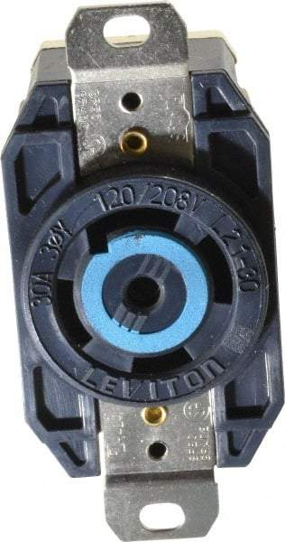 Leviton - 120/208 VAC, 30 Amp, L21-30R NEMA, Self Grounding Receptacle - 4 Poles, 5 Wire, Female End, Black - Best Tool & Supply