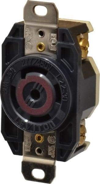 Leviton - 277/208 VAC, 30 Amp, L22-30R NEMA, Self Grounding Receptacle - 4 Poles, 5 Wire, Female End, Black - Best Tool & Supply