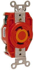 Leviton - 125 VAC, 30 Amp, L5-30R NEMA Configuration, Orange, Industrial Grade, Isolated Ground Single Receptacle - 1 Phase, 2 Poles, 3 Wire, Flush Mount - Best Tool & Supply