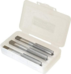 Made in USA - 5/8-18 UNF, 4 Flute, Bottoming, Plug & Taper, Chrome Finish, High Speed Steel Tap Set - Right Hand Cut, 3-13/16" OAL, 1-13/16" Thread Length, 2B/3B Class of Fit - Best Tool & Supply