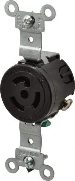 Leviton - 277 VAC, 15 Amp, L7-15R NEMA, Self Grounding Receptacle - 2 Poles, 3 Wire, Female End, Black - Best Tool & Supply