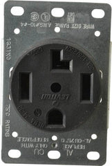 Leviton - 125/250 VAC, 30 Amp, 14-30R NEMA Configuration, Black, Industrial Grade, Self Grounding Single Receptacle - 1 Phase, 3 Poles, 4 Wire, Flush Mount, Corrosion Resistant - Best Tool & Supply