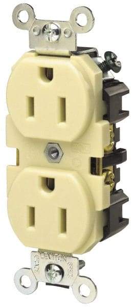 Hubbell Wiring Device-Kellems - 250 VAC, 15 Amp, 6-15R NEMA Configuration, Brown, Specification Grade, Self Grounding Duplex Receptacle - 1 Phase, 2 Poles, 3 Wire, Flush Mount - Best Tool & Supply