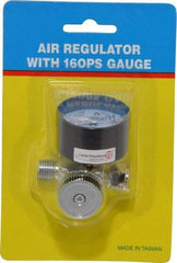 PRO-SOURCE - 1/4 NPT Port, Zinc Dial Air Regulator - 10 to 120 psi Range, 120 Max psi Supply Pressure, 1/4" Gauge Port Thread, 1.97" Wide x 1.97" High - Best Tool & Supply