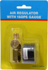 PRO-SOURCE - 1/4 NPT Port, Brass Dial Air Regulator - 10 to 120 psi Range, 120 Max psi Supply Pressure, 1/4" Gauge Port Thread, 2.36" Wide x 1.653" High - Best Tool & Supply