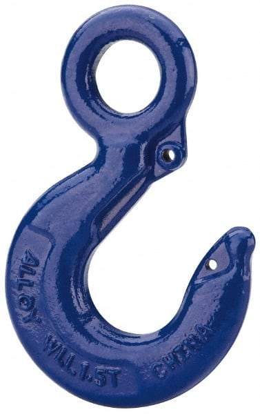 Value Collection - 6,000 Lb Capacity, Alloy Steel Eye Hook - 1.19" Hook Throat, 4.67" Reach, 1-1/4" Eye ID, 6.55" OAL, Plain Finish - Best Tool & Supply