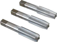 Made in USA - 7/8-9 UNC, 4 Flute, Bottoming, Plug & Taper, Chrome Finish, High Speed Steel Tap Set - Right Hand Cut, 4-11/16" OAL, 2-7/32" Thread Length, 2B/3B Class of Fit - Best Tool & Supply