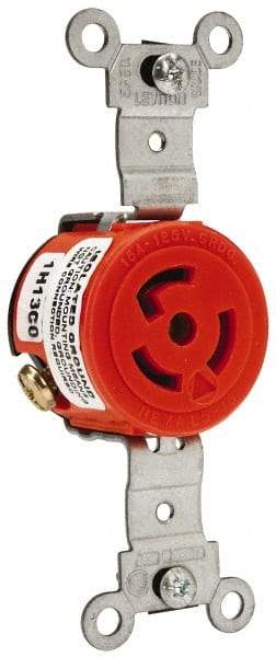 Leviton - 125 VAC, 15 Amp, 5-15R NEMA, Self Grounding Receptacle - 2 Poles, 3 Wire, Female End, Orange - Best Tool & Supply