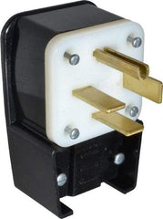 Leviton - 250 VAC, 60 Amp, 15-60P NEMA, Angled, Self Grounding, Industrial Grade Plug - 3 Pole, 4 Wire, 3 Phase, Nylon, Black - Best Tool & Supply