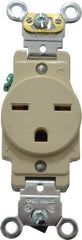 Leviton - 250 VAC, 15 Amp, 6-15R NEMA Configuration, Ivory, Industrial Grade, Self Grounding Single Receptacle - 1 Phase, 2 Poles, 3 Wire, Flush Mount, Impact Resistant - Best Tool & Supply