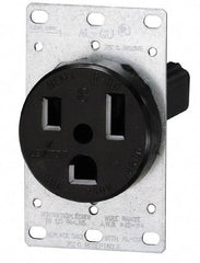 Leviton - 250 VAC, 30 Amp, 15-30R NEMA Configuration, Black, Industrial Grade, Self Grounding Single Receptacle - 3 Phase, 3 Poles, 4 Wire, Flush Mount, Tamper Resistant - Best Tool & Supply