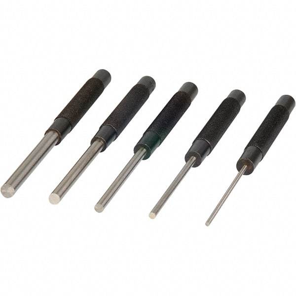 Mitutoyo - 5 Piece, 1/8 to 3/8", X-Long Punch - Round Shank, Comes in Plastic Sleeve - Best Tool & Supply