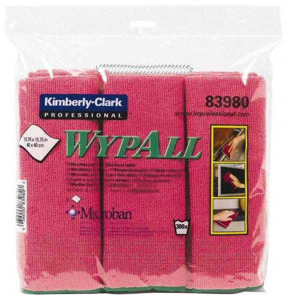 WypAll - Reusable Microfiber Wipes - Packet, 15-3/4" x 15-3/4" Sheet Size, Red - Best Tool & Supply