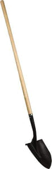 PRO-SOURCE - 11" High x 9-1/2" Wide Round Steel Shovel - 48" Long Wood Straight Handle, Front Turned - Best Tool & Supply