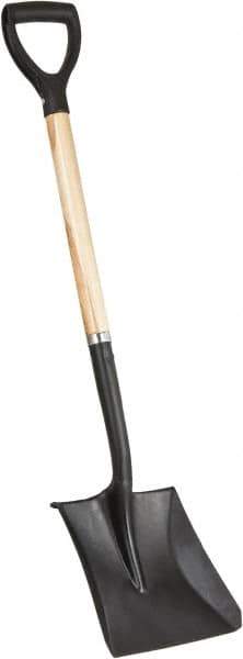 PRO-SOURCE - 11-1/2" High x 9-1/2" Wide Square Steel Shovel - 28" Long Wood D-Grip Handle, Front Turned - Best Tool & Supply