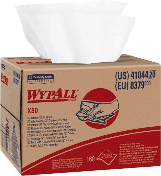 WypAll - X80 Dry Shop Towel/Industrial Wipes - Brag Box/Double Top Box, 16-3/4" x 12-1/2" Sheet Size, White - Best Tool & Supply