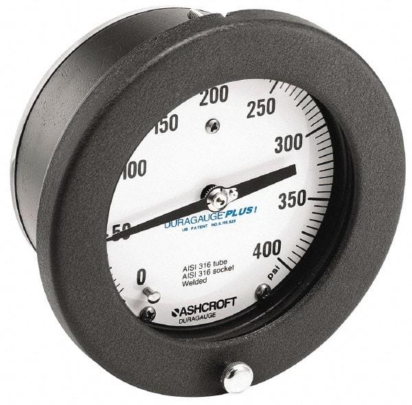 Ashcroft - 4-1/2" Dial, 1/4 Thread, 0-160 Scale Range, Pressure Gauge - Center Back Connection Mount, Accurate to 0.5% of Scale - Best Tool & Supply