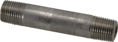 Merit Brass - Schedule 80, 1/8" Pipe x 2" Long, Grade 304/304L Stainless Steel Pipe Nipple - Seamless & Threaded - Best Tool & Supply