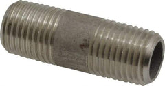 Merit Brass - Schedule 80, 1/4" Pipe x 1-1/2" Long, Grade 304/304L Stainless Steel Pipe Nipple - Seamless & Threaded - Best Tool & Supply