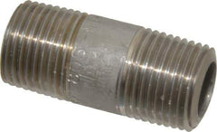 Merit Brass - Schedule 80, 3/8" Pipe x 1-1/2" Long, Grade 304/304L Stainless Steel Pipe Nipple - Seamless & Threaded - Best Tool & Supply