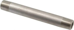 Merit Brass - Schedule 80, 1/2" Pipe x 6" Long, Grade 304/304L Stainless Steel Pipe Nipple - Seamless & Threaded - Best Tool & Supply