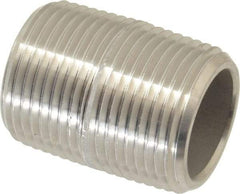 Merit Brass - Schedule 80, 3/4" Pipe x 1-3/8" Long, Grade 304/304L Stainless Steel Pipe Nipple - Seamless & Threaded - Best Tool & Supply