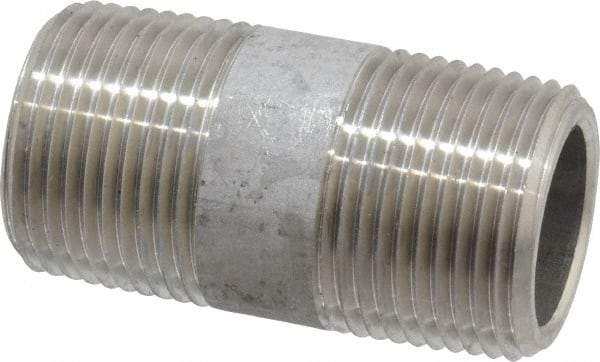 Merit Brass - Schedule 80, 3/4" Pipe x 2" Long, Grade 304/304L Stainless Steel Pipe Nipple - Seamless & Threaded - Best Tool & Supply