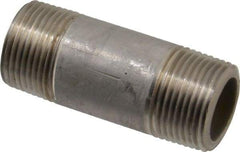 Merit Brass - Schedule 80, 3/4" Pipe x 2-1/2" Long, Grade 304/304L Stainless Steel Pipe Nipple - Seamless & Threaded - Best Tool & Supply