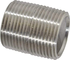 Merit Brass - Schedule 80, 1" Pipe x 1-1/2" Long, Grade 304/304L Stainless Steel Pipe Nipple - Seamless & Threaded - Best Tool & Supply