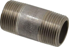 Merit Brass - Schedule 80, 1" Pipe x 2-1/2" Long, Grade 304/304L Stainless Steel Pipe Nipple - Seamless & Threaded - Best Tool & Supply