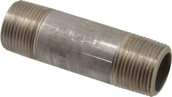 Merit Brass - Schedule 80, 1" Pipe x 4" Long, Grade 304/304L Stainless Steel Pipe Nipple - Seamless & Threaded - Best Tool & Supply