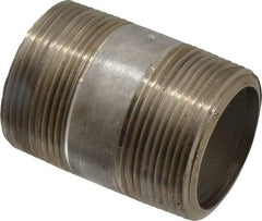 Merit Brass - Schedule 80, 1-1/2" Pipe x 2-1/2" Long, Grade 304/304L Stainless Steel Pipe Nipple - Seamless & Threaded - Best Tool & Supply