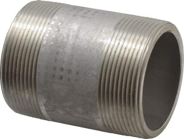 Merit Brass - Schedule 80, 2" Pipe x 3" Long, Grade 304/304L Stainless Steel Pipe Nipple - Seamless & Threaded - Best Tool & Supply