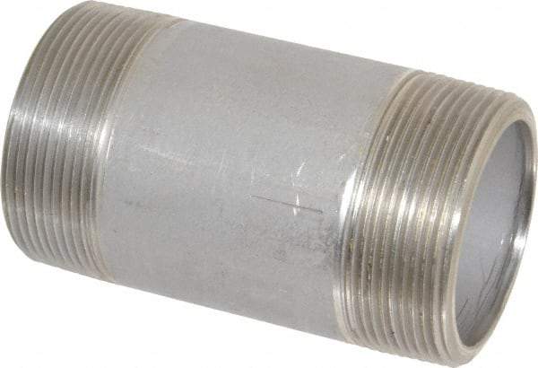 Merit Brass - Schedule 80, 2" Pipe x 4" Long, Grade 304/304L Stainless Steel Pipe Nipple - Seamless & Threaded - Best Tool & Supply