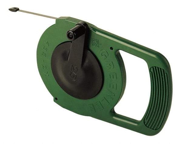 Greenlee - 25 Ft. Long x 1/4 Inch Wide, 0.03 Inch Thick, Steel Fish Tape - 400 Lb. Pulling Strength, Includes Winder Case - Best Tool & Supply