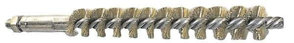 Schaefer Brush - 4" Brush Length, 1" Diam, Double Stem, Single Spiral Tube Brush - 6-1/4" Long, Brass, 1/4-28 Male Connection - Best Tool & Supply