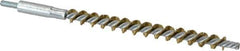 Schaefer Brush - 4" Brush Length, 3/8" Diam, Double Stem, Single Spiral Tube Brush - 6-1/4" Long, Brass, 8-32 Male Connection - Best Tool & Supply