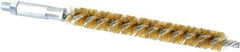 Schaefer Brush - 4" Brush Length, 1/2" Diam, Double Stem, Single Spiral Tube Brush - 6-1/4" Long, Brass, 1/4-28 Male Connection - Best Tool & Supply