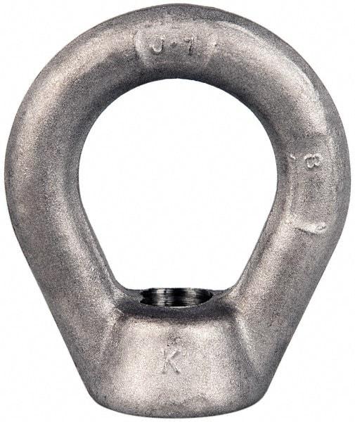 Gibraltar - 5,000 Lb Capacity, 5/8-11 Thread, Stainless Steel Lifting Eye Nut - Grade 304, 3" High, 1-1/2" Inside & 2-1/2" Outside Eye Diam, 1-3/8" Bell/Base Width - Best Tool & Supply