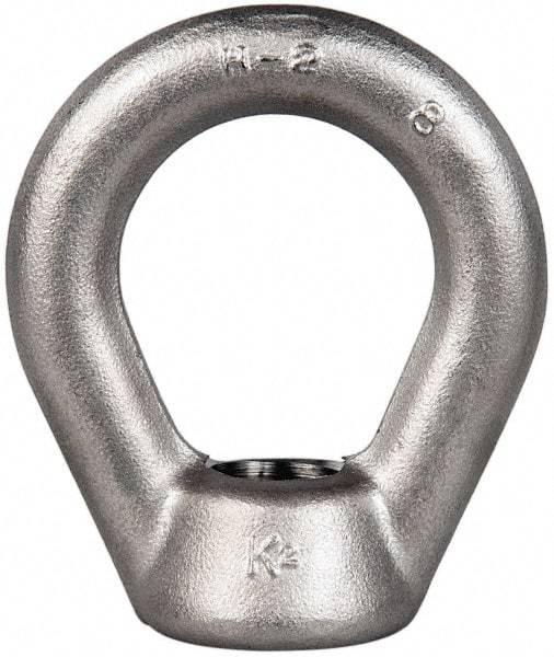 Gibraltar - 5,000 Lb Capacity, 3/4-10 Thread, Stainless Steel Lifting Eye Nut - Grade 304, 3" High, 1-1/2" Inside & 2-1/2" Outside Eye Diam, 1-3/8" Bell/Base Width - Best Tool & Supply