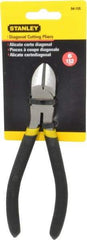 Stanley - 6" OAL, 7/16" Capacity, Cutting Pliers - 55/64" Jaw Length x 51/64" Jaw Width, Round Head, Cushion Grip Handle - Best Tool & Supply