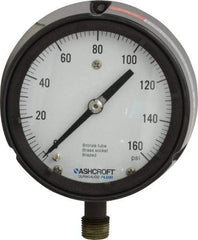 Ashcroft - 4-1/2" Dial, 1/2 Thread, 0-160 Scale Range, Pressure Gauge - Lower Connection, Rear Flange Connection Mount, Accurate to 0.5% of Scale - Best Tool & Supply