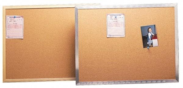 UNIVERSAL - 36" Wide x 24" High Open Cork Bulletin Board - Aluminum Frame, Natural Tan - Best Tool & Supply