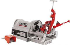 Ridgid - 1/4 to 4 Inch Pipe, 36 RPM Spindle Speed, 1-1/2 hp, Pipe Threading Machine - Heavy Duty Rotary Forward, Off, Reverse with Integral Foot Switch Motor Control, Model 744 Reamer, 120 Volts - Best Tool & Supply