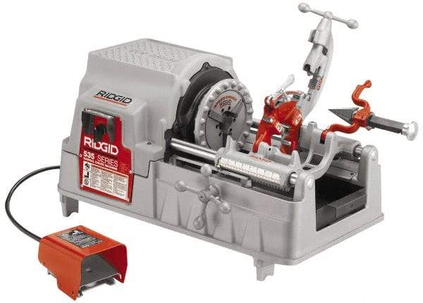 Ridgid - 1/8 to 2 Inch Pipe, 36 RPM Spindle Speed, 1/2 hp, Pipe Threading Machine - Forward, Off, Reverse with Integral Safety Foot Switch Motor Control, Model 341 Reamer, 115 Volts - Best Tool & Supply