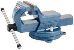 Ridgid - 4-1/2" Jaw Width x 5-1/2" Jaw Opening Capacity, 3" Throat Depth, Bench & Pipe Combination Vise - 0, 3/8 to 3" Pipe Capacity, Swivel Base, Bolt Down Attachment, Steel - Best Tool & Supply