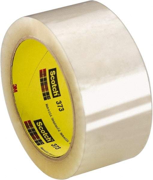 3M - 3" x 55 Yd Clear Rubber Adhesive Sealing Tape - Polypropylene Film Backing, 2.5 mil Thick, 60 Lb Tensile Strength, Series 373 - Best Tool & Supply